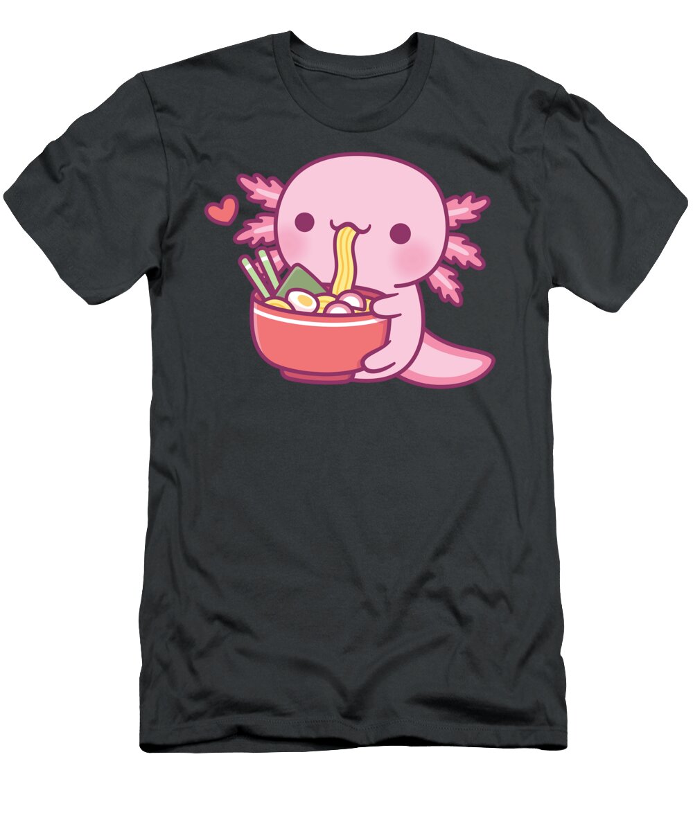 Cute Axolotl Eating Japanese Ramen Noodles Stewart Clark T-Shirt
