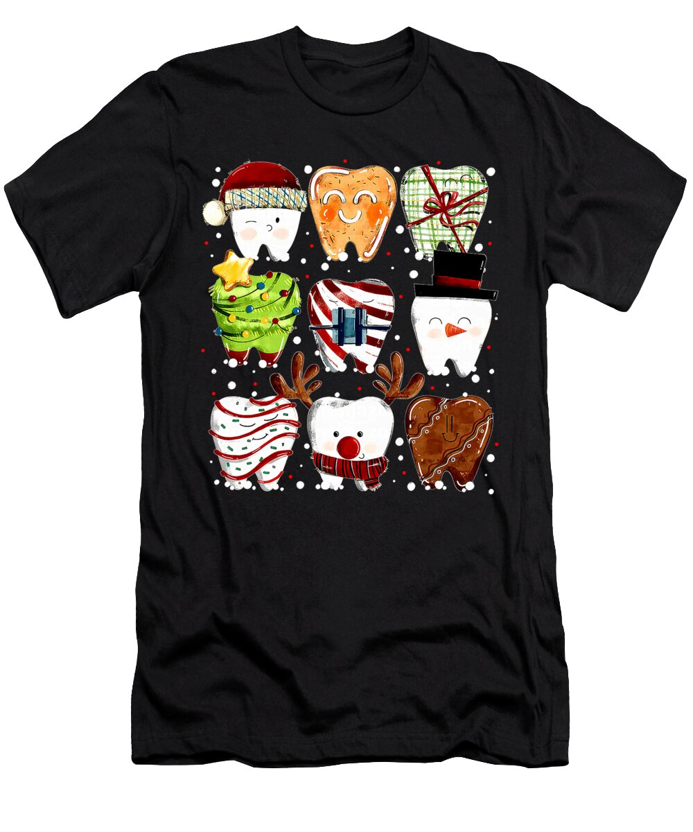Cute Christmas Teeth Funny Christmas Dentist Zyneu Gangd T-Shirt