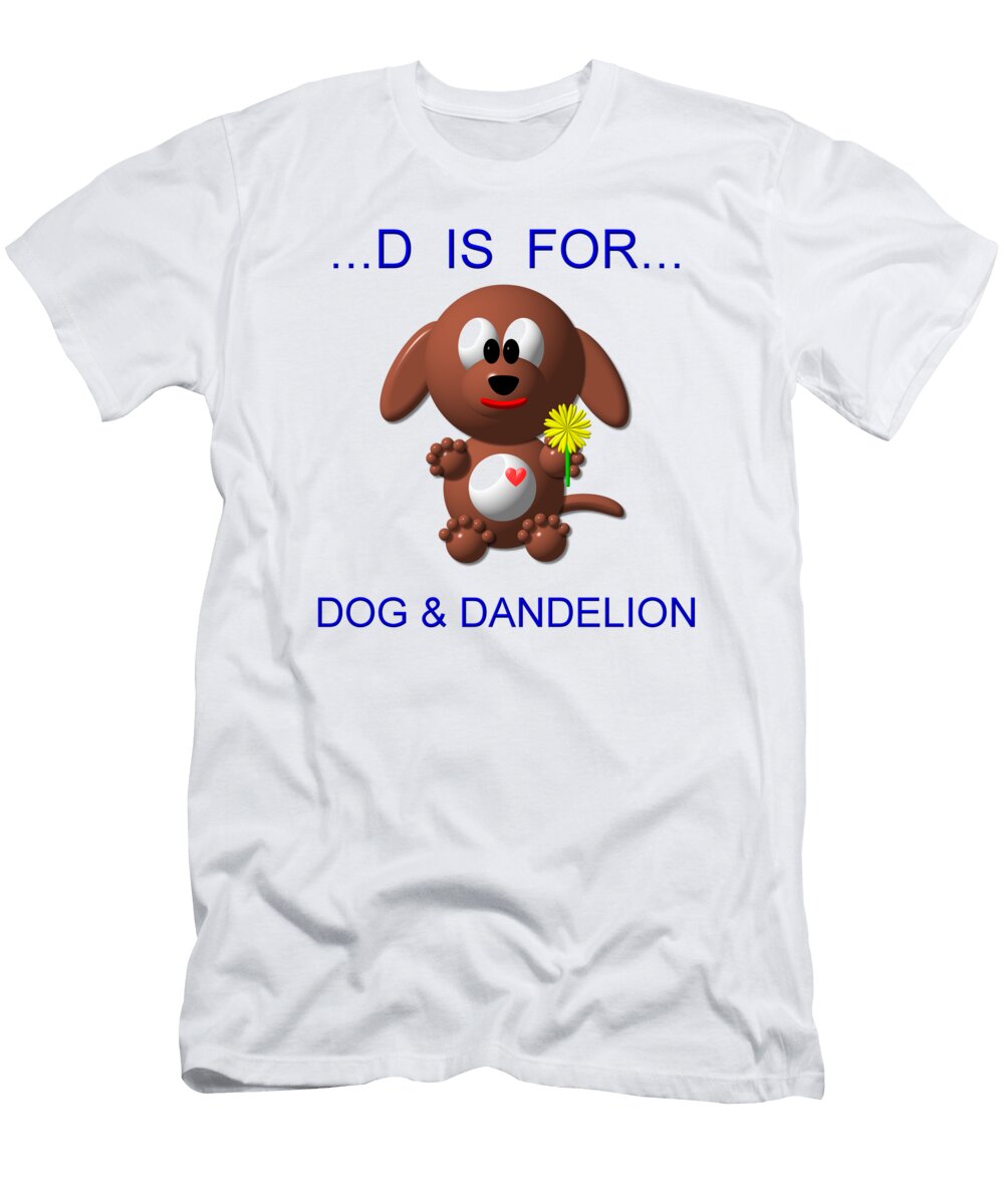 Cute Critters with Heart D Is for Dog and Dandelion Rose Santuci Sofranko T-Shirt