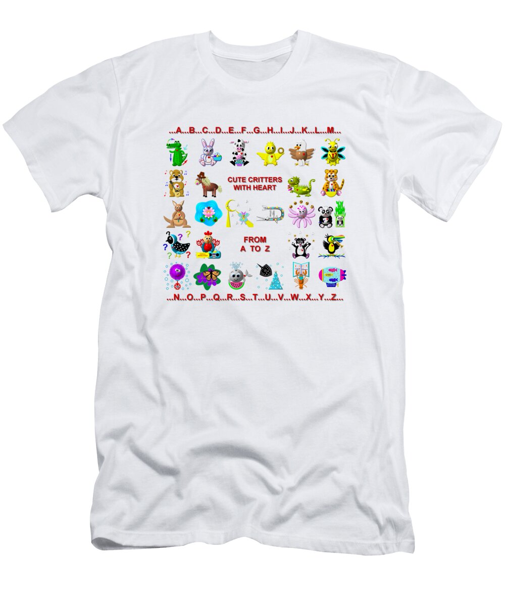 Cute Critters with Heart From a to Z Rose Santuci Sofranko T-Shirt