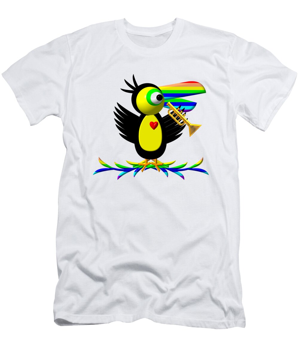 Cute Critters with Heart Toucan and Trumpet Rose Santuci Sofranko T-Shirt