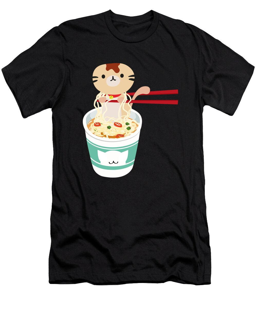 Cute Kawaii Cat Eating Instant Ramen Noodle Bowl Neela Bell T-Shirt