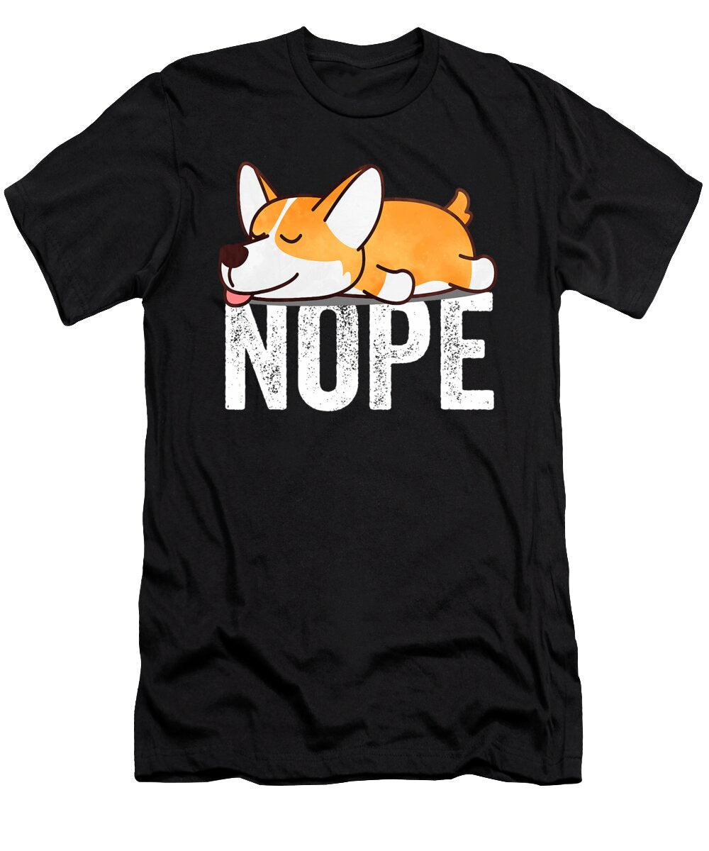 Cute Lazy Funny Sarcasm Lying Corgi Nope Gift Yah Lishr T-Shirt