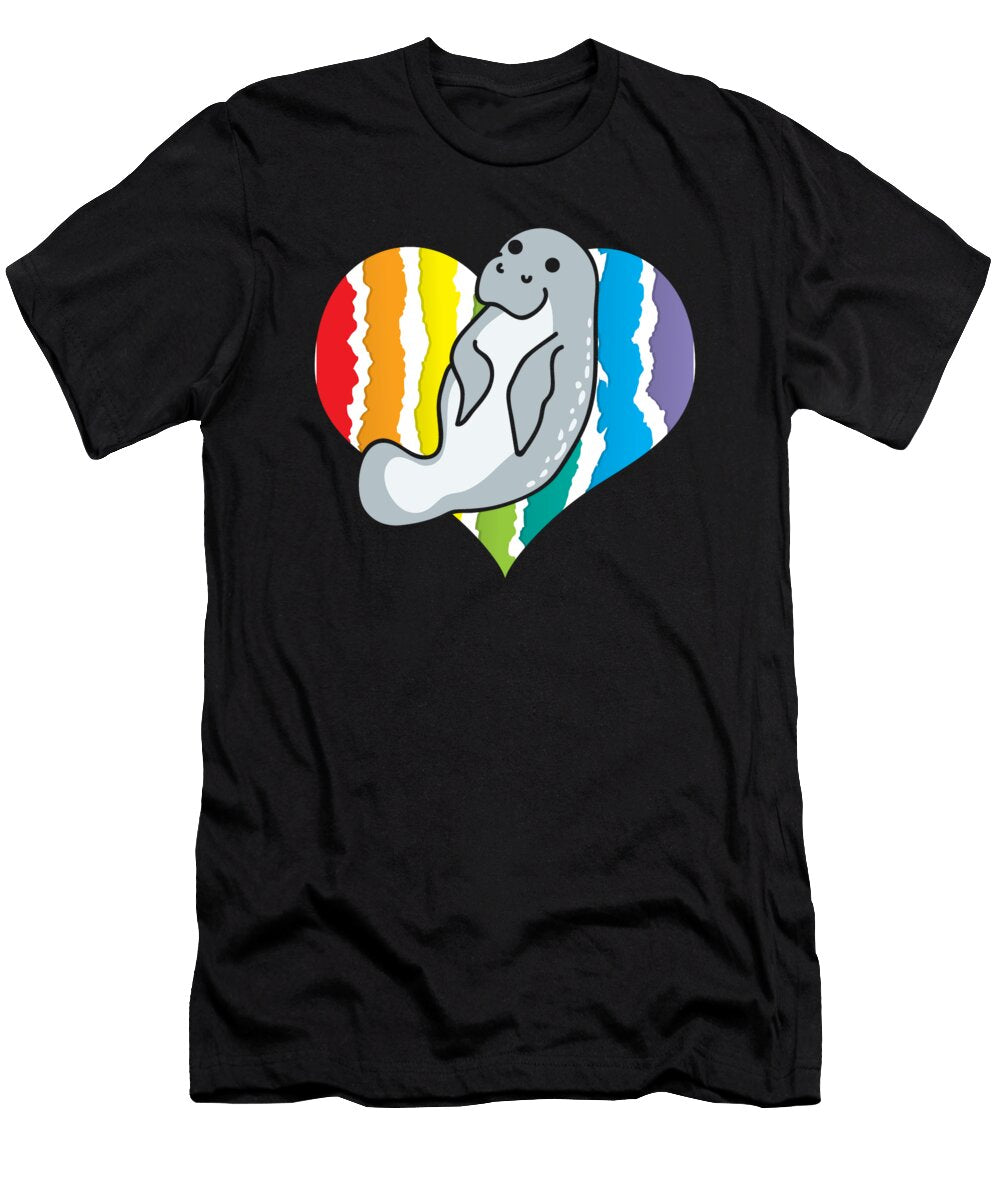 Cute Manatee Rainbow Chubby Mermaid Sea Cow Karleeta Holden T-Shirt