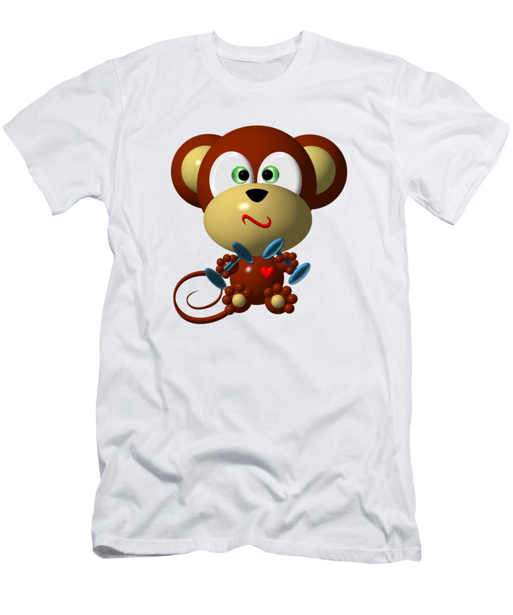 Cute Monkey Lifting Weights Rose Santuci Sofranko T-Shirt