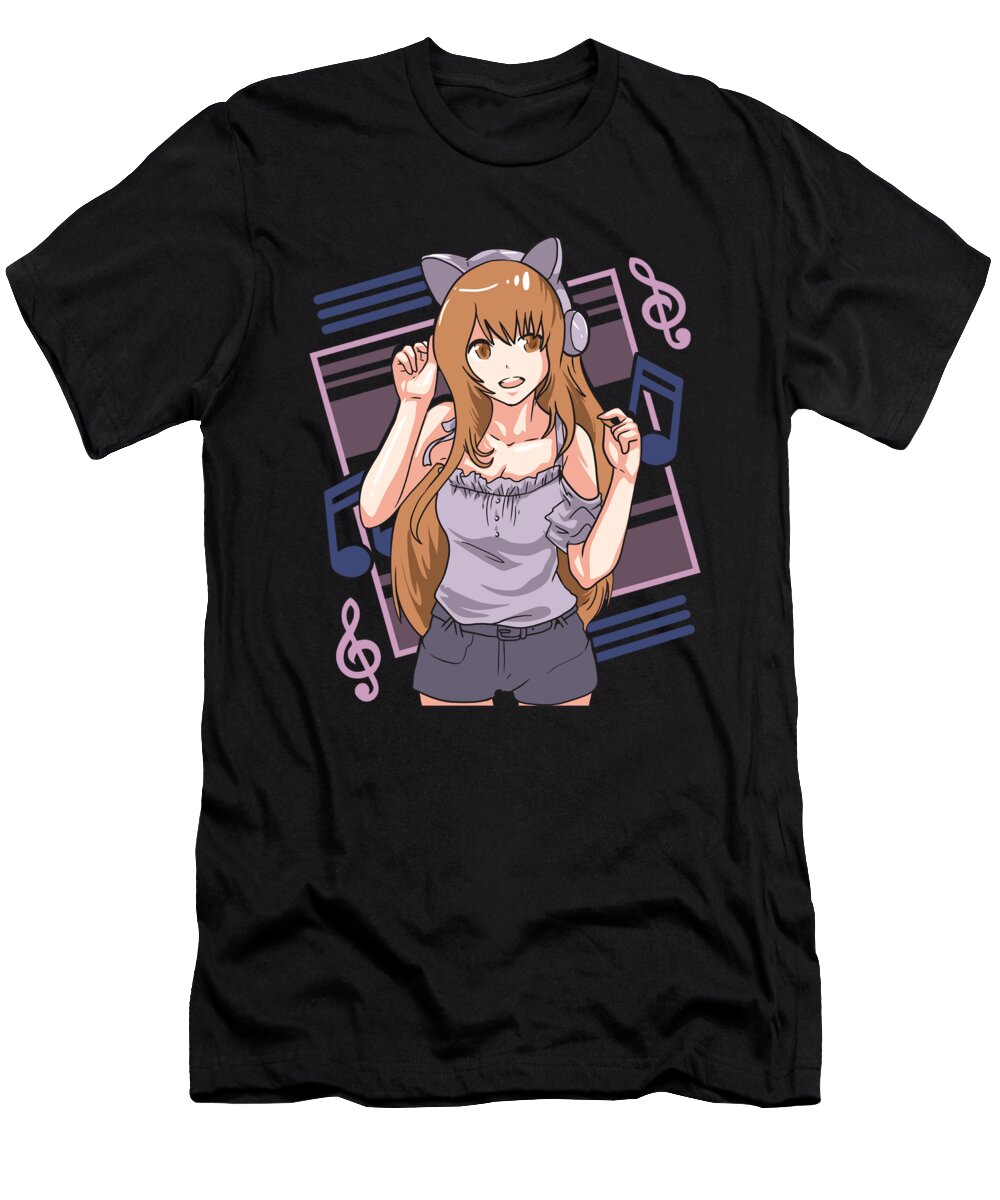 Cute Music Girl Headphones Anime Kawaii the Perfect Presents T-Shirt