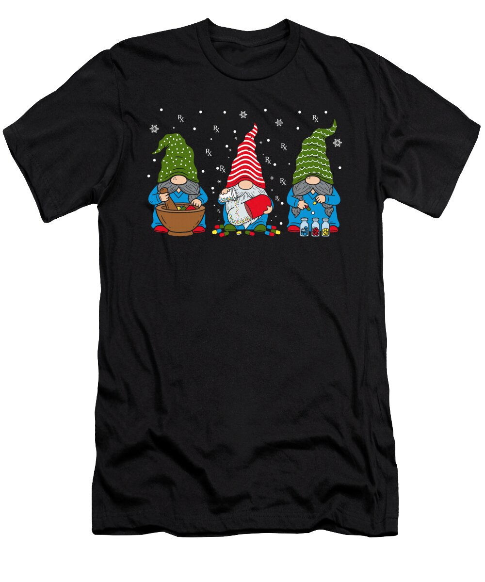 Cute Pharmacist Gnomes Christmas Pharmacy Tech Natalie Lidford T-Shirt