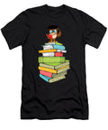 Cute Smart Literature Bookworm Owl Bibliophile Pile of Books Thomas Larch T-Shirt