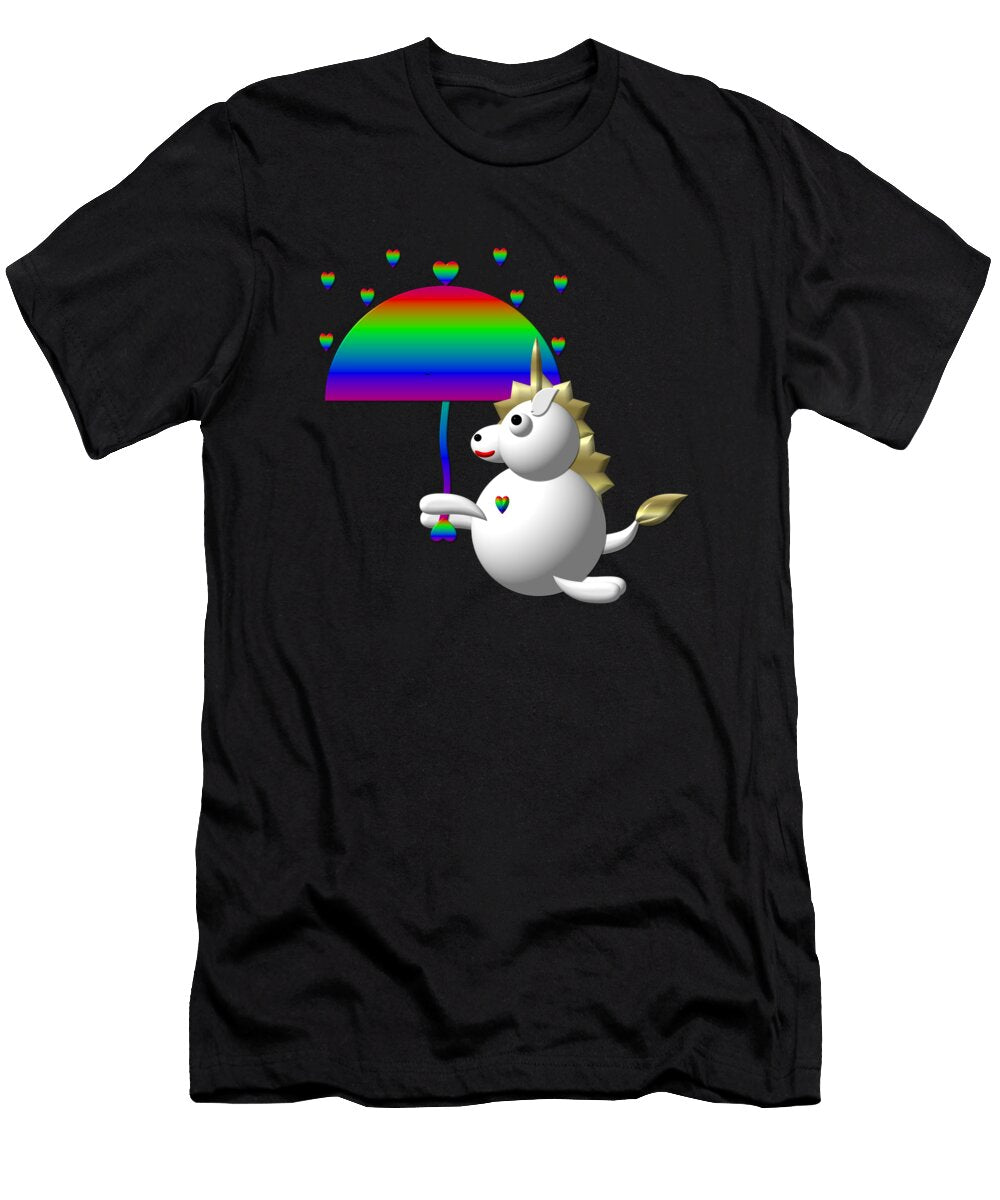 Cute Unicorn with an Umbrella Rose Santuci Sofranko T-Shirt