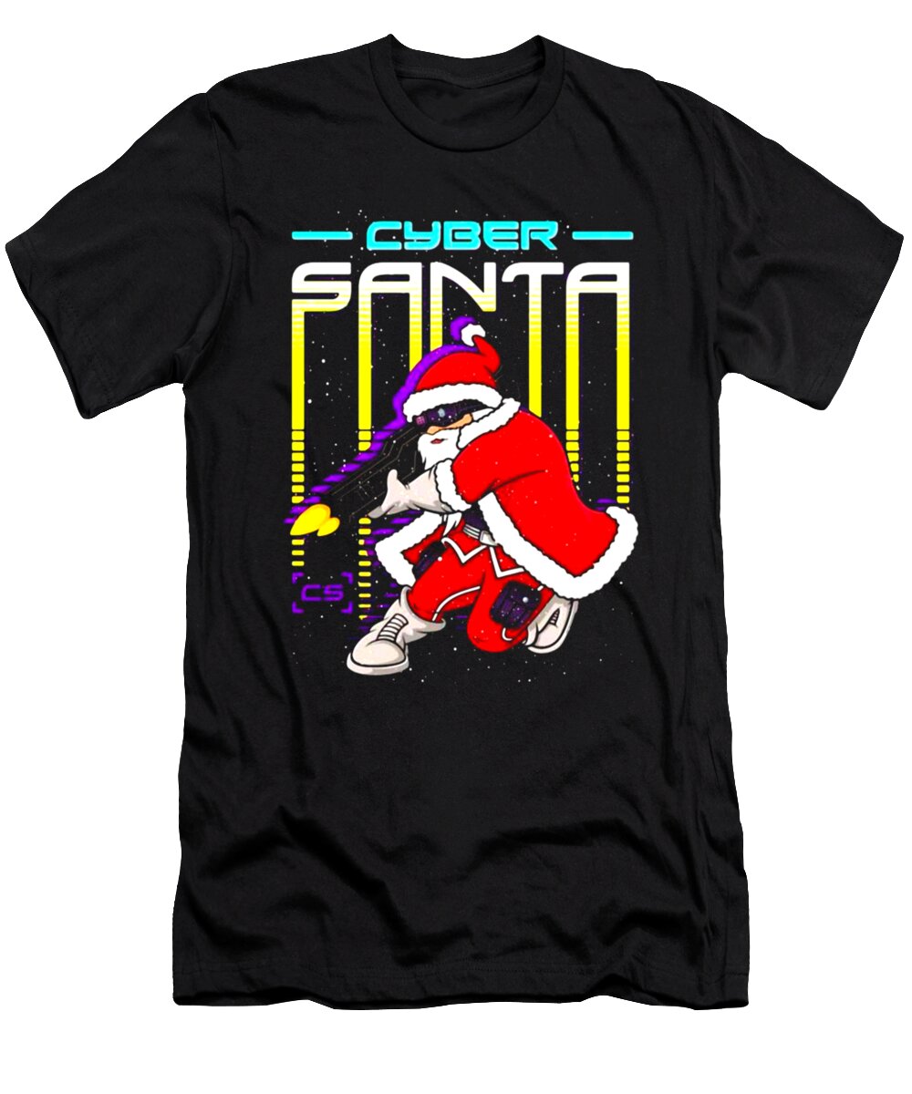 Cyber Santa Claus Gaming Synthwave Lazado T-Shirt