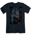 Cyberpunk Motorcycle Cityscape Neon Futuristic Bike Wall Art Poster Luis Vieira T-Shirt