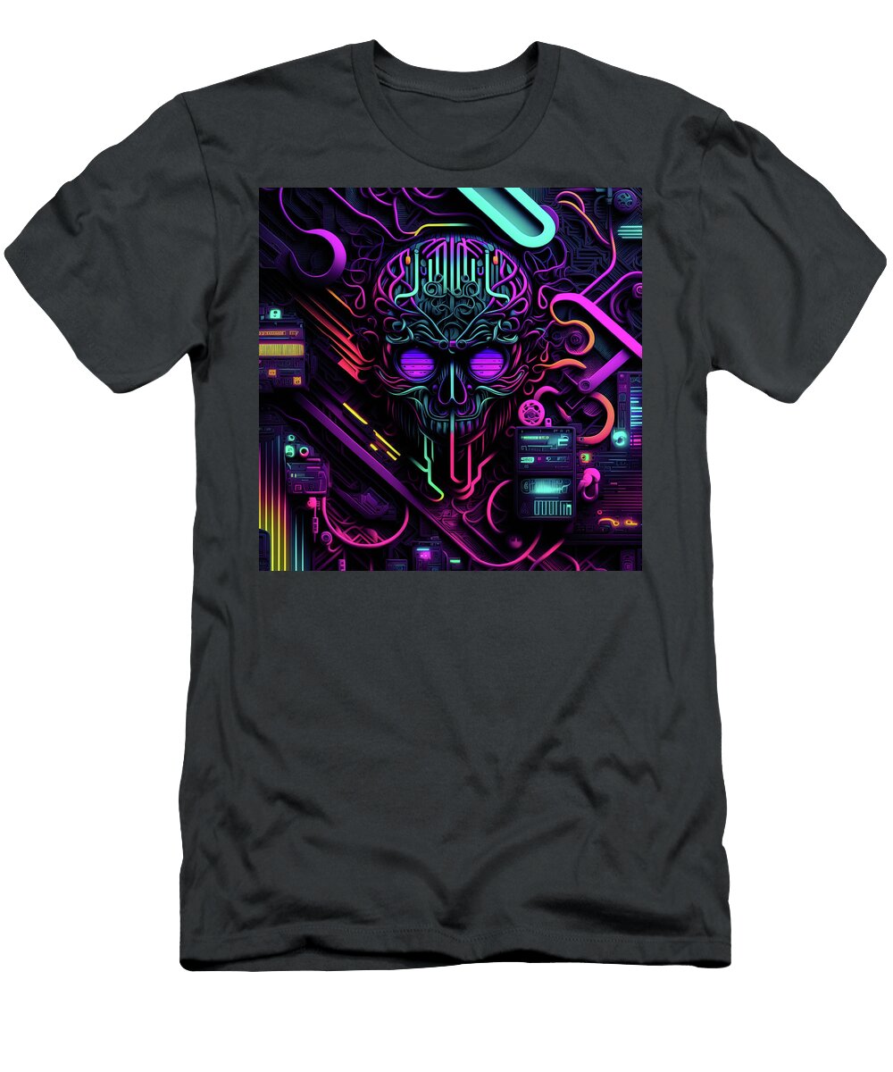 Cyberpunk Neon Skull Edvinas Capskas T-Shirt