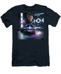 Cyberpunk Woman with Glowing Galaxy Sphere High Tech Neon Interior Art Jon Fennel T-Shirt