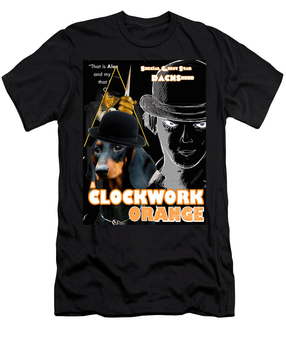 Dachshund Art Canvas Print a Clockwork Orange Movie Poster Sandra Sij T-Shirt