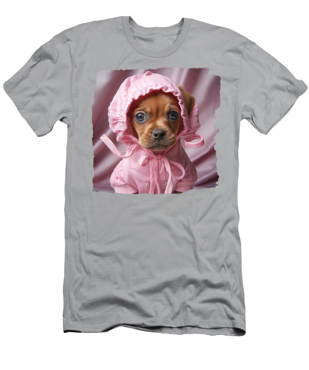 Dachshund Puppy in Pink Suit Elisabeth Lucas T-Shirt
