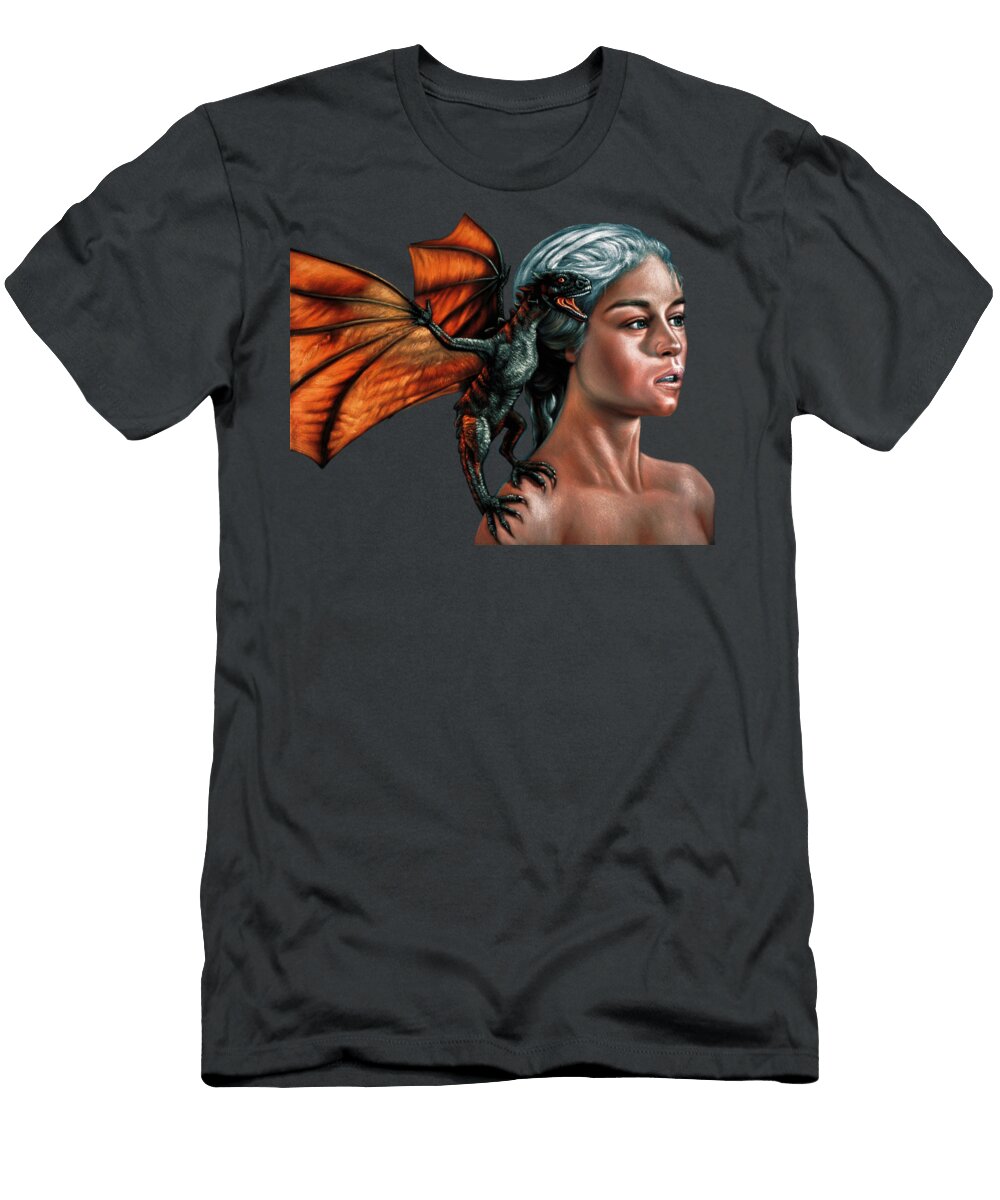 Daenerys Targaryen and Dragon From Game of Thrones Jorge Terrones T-Shirt