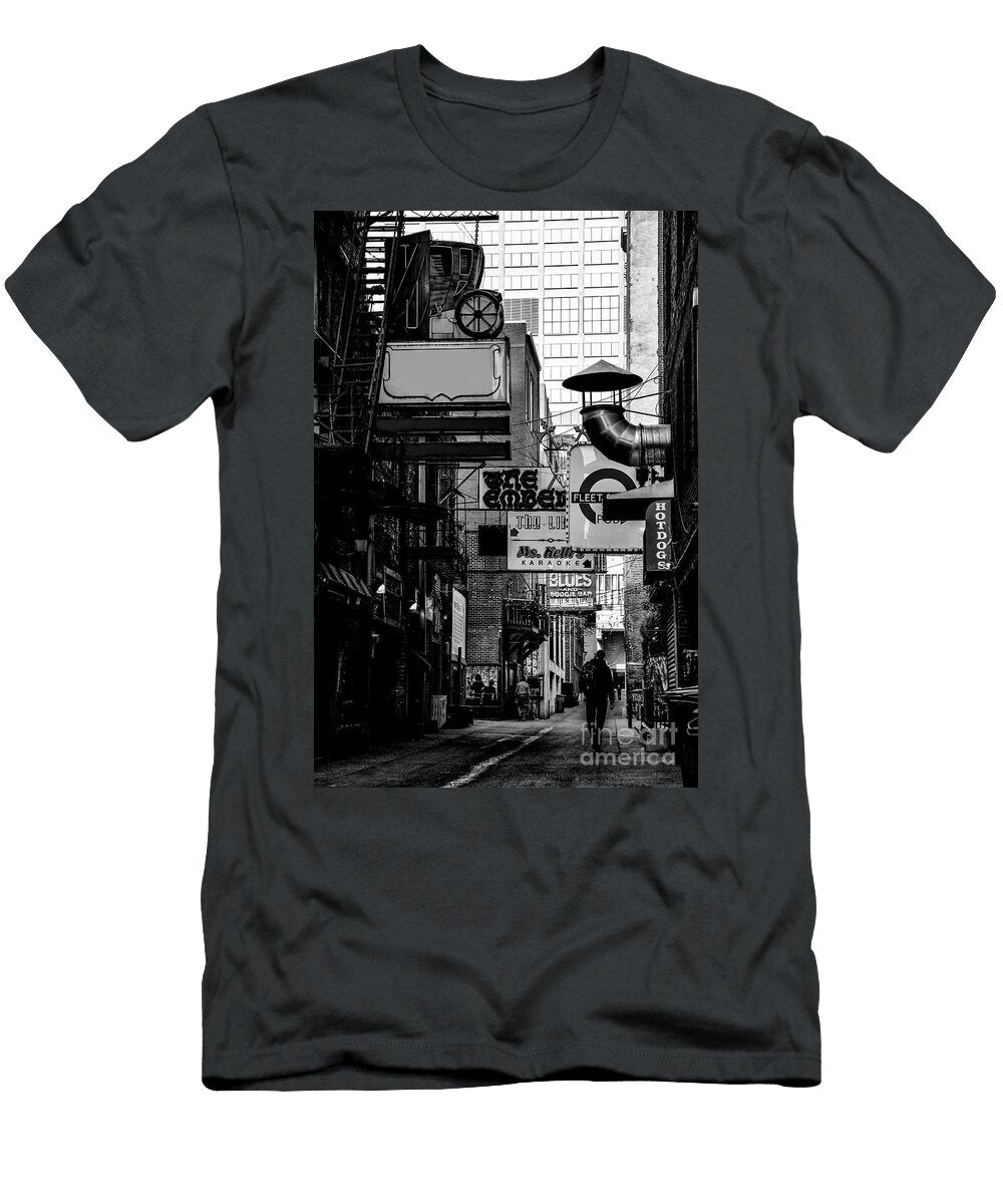 Dark Alley Black and White Marina Mclain T-Shirt