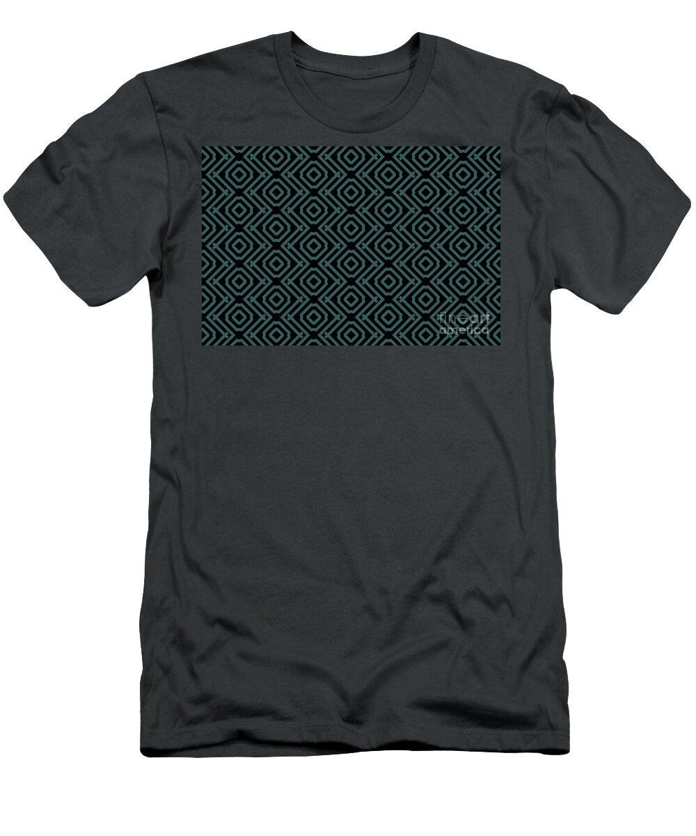 Dark Aqua and Black Wavy Vertical Pattern Petite Pattern Minimal Graphic Designs T-Shirt