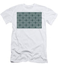 Dark Aqua and White Stripe Cube Tile Pattern 2 Petite Pattern Minimal Graphic Designs T-Shirt
