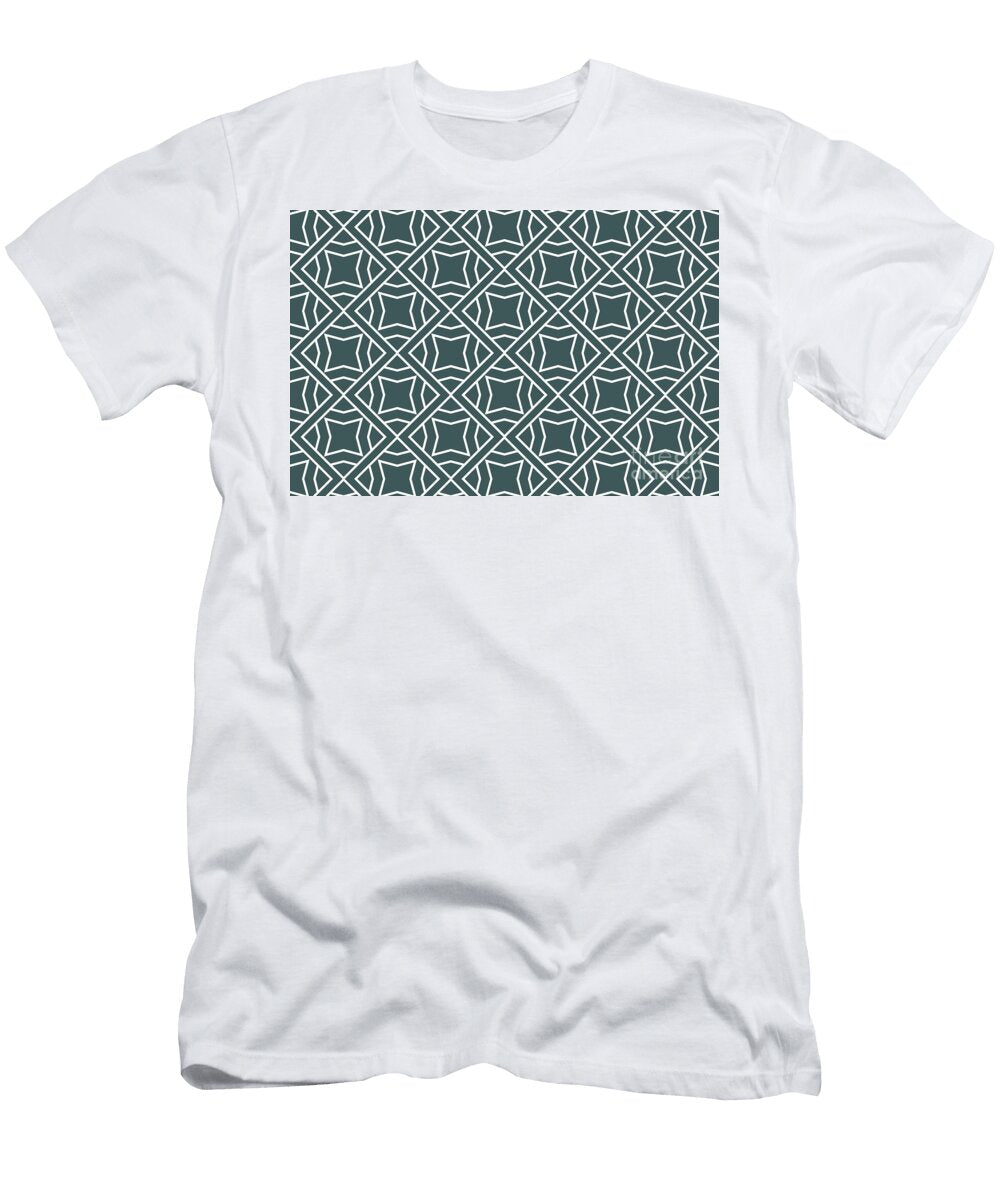 Dark Aqua and White Stripe Cube Tile Pattern 2 Petite Pattern Minimal Graphic Designs T-Shirt