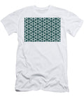Dark Aqua and White Tessellation Line Pattern 14 Petite Pattern Minimal Graphic Designs T-Shirt