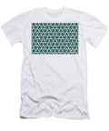 Dark Aqua and White Tessellation Line Pattern 32 Petite Pattern Minimal Graphic Designs T-Shirt