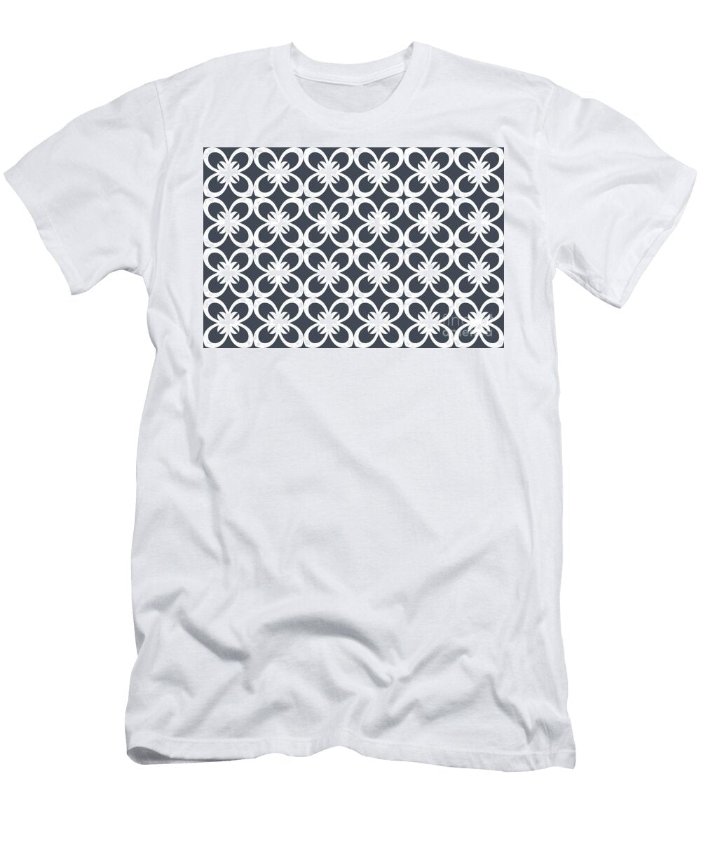 Dark Blue and White Minimal Floral Flower Pattern Pairs De 2022 Trending Color Parisian Night Dea184 Petite Pattern Minimal Graphic Designs T-Shirt