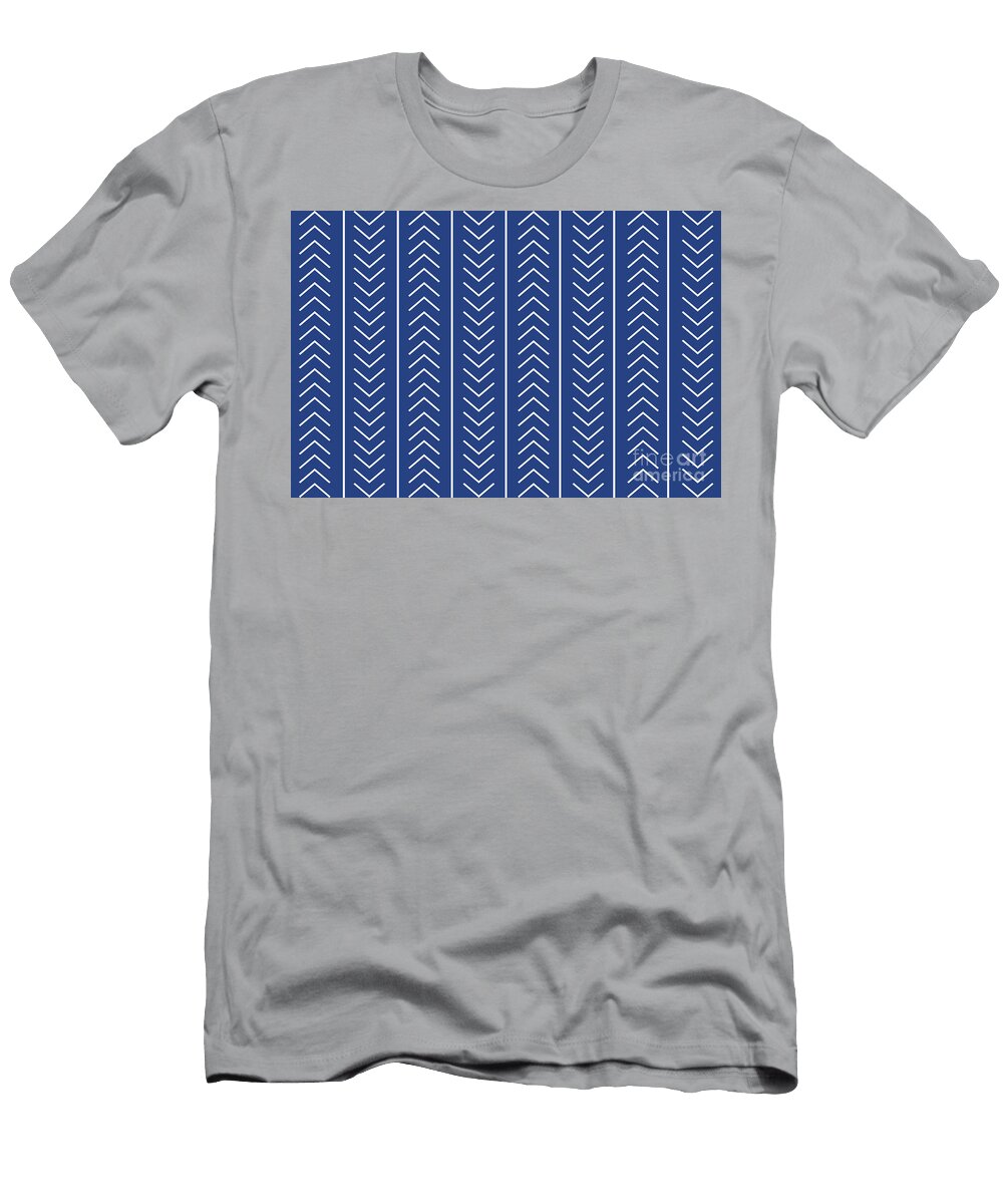 Dark Blue and White Modern Stripe Chevron Pattern Galantic Cobalt 120 28 32 2024 Trending Shade Petite Patterns T-Shirt