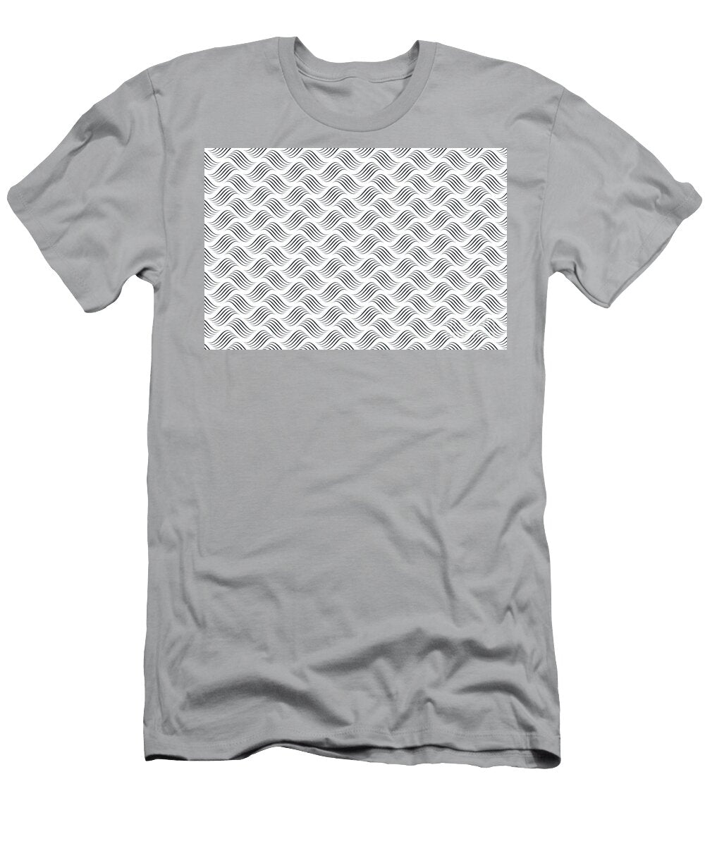 Dark Blue and White Wavy Tessellation Line Pattern De 2022 Trending Color Parisian Night Dea184 Petite Pattern Minimal Graphic Designs T-Shirt