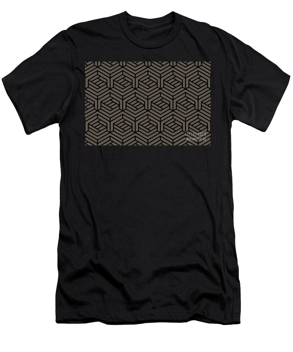 Dark Gray and Black Modern Cube Shape Pattern Petite Pattern Minimal Graphic Designs T-Shirt