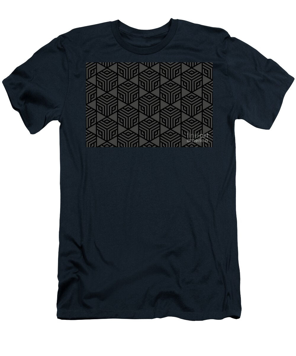 Dark Gray and Black Modern Cube Tile Pattern Petite Pattern Minimal Graphic Designs T-Shirt