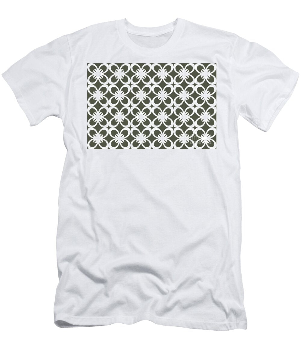 Dark Gray and White Floral Flower Pattern Diamond Vogel 2022 Popular Colour Clover Patch 0431 Petite Pattern Minimal Graphic Designs T-Shirt