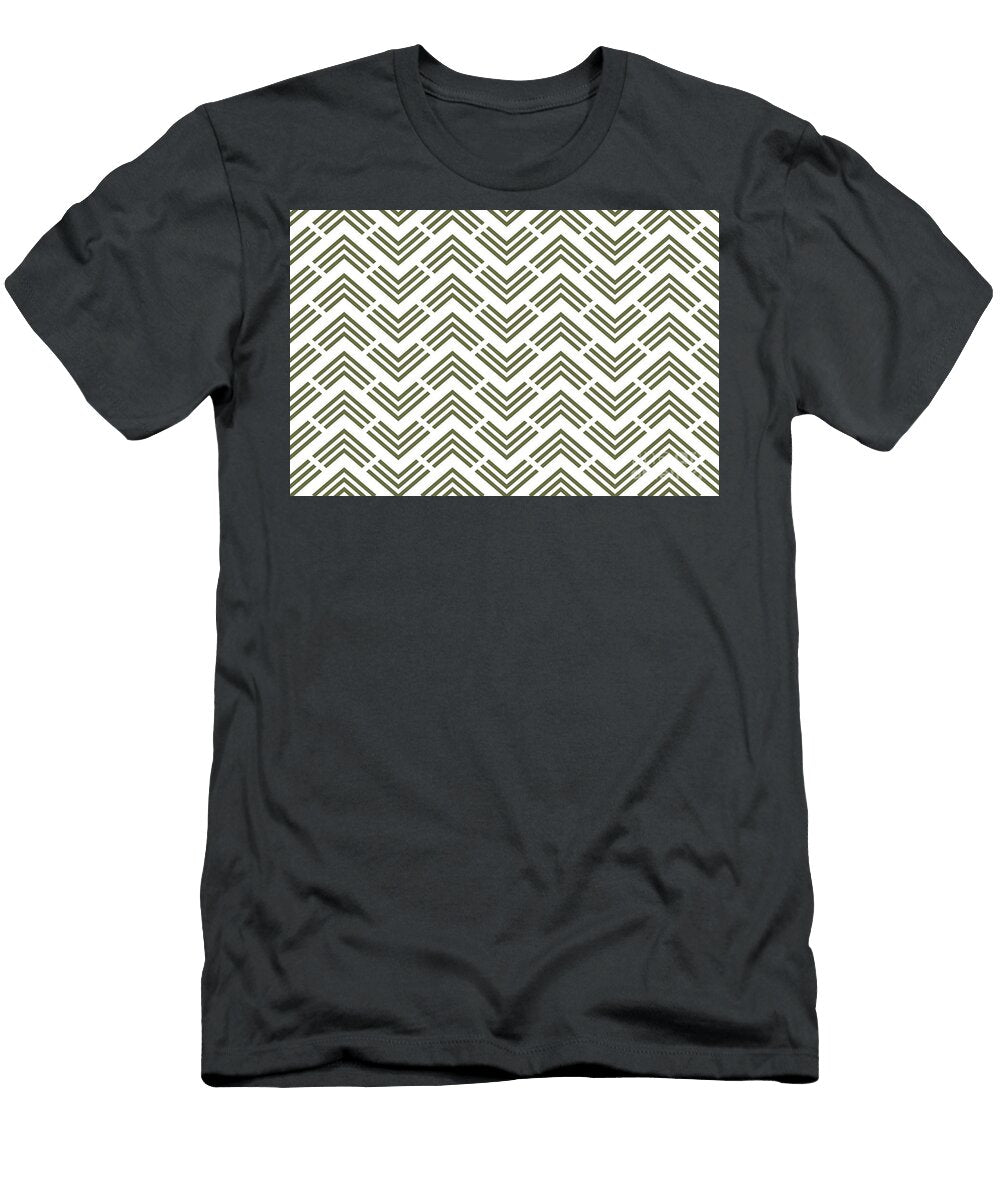 Dark Green and White Chevron Arrow Pattern Petite Pattern Minimal Graphic Designs T-Shirt
