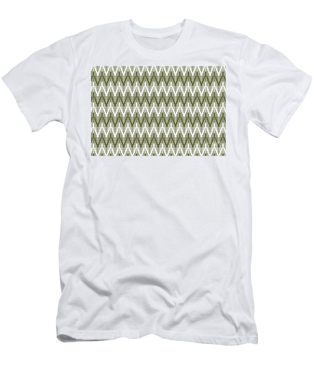 Dark Green and White Striped Chevron Pattern Petite Pattern Minimal Graphic Designs T-Shirt
