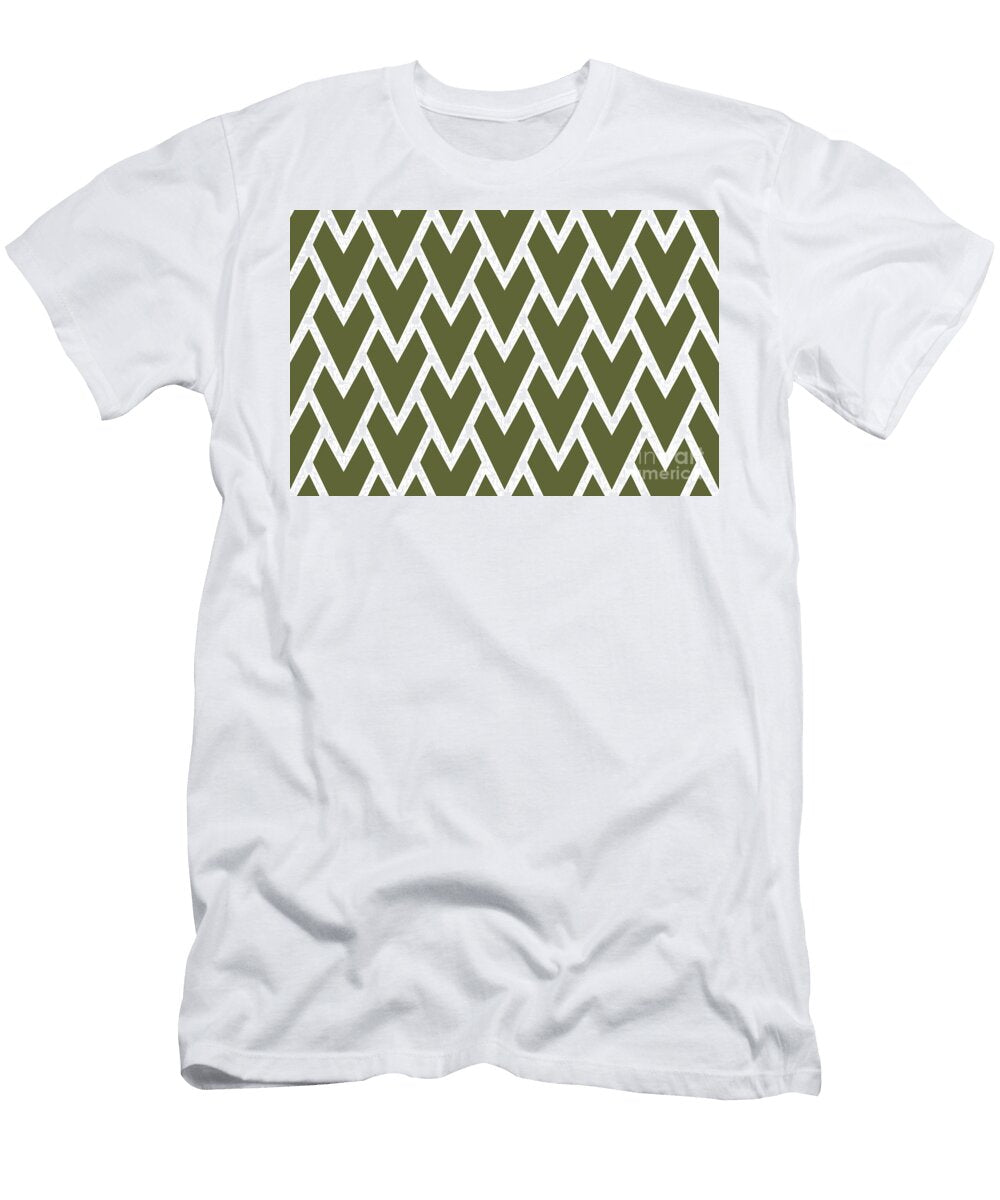 Dark Green and White Tessellation Line Pattern 17 Petite Pattern Minimal Graphic Designs T-Shirt