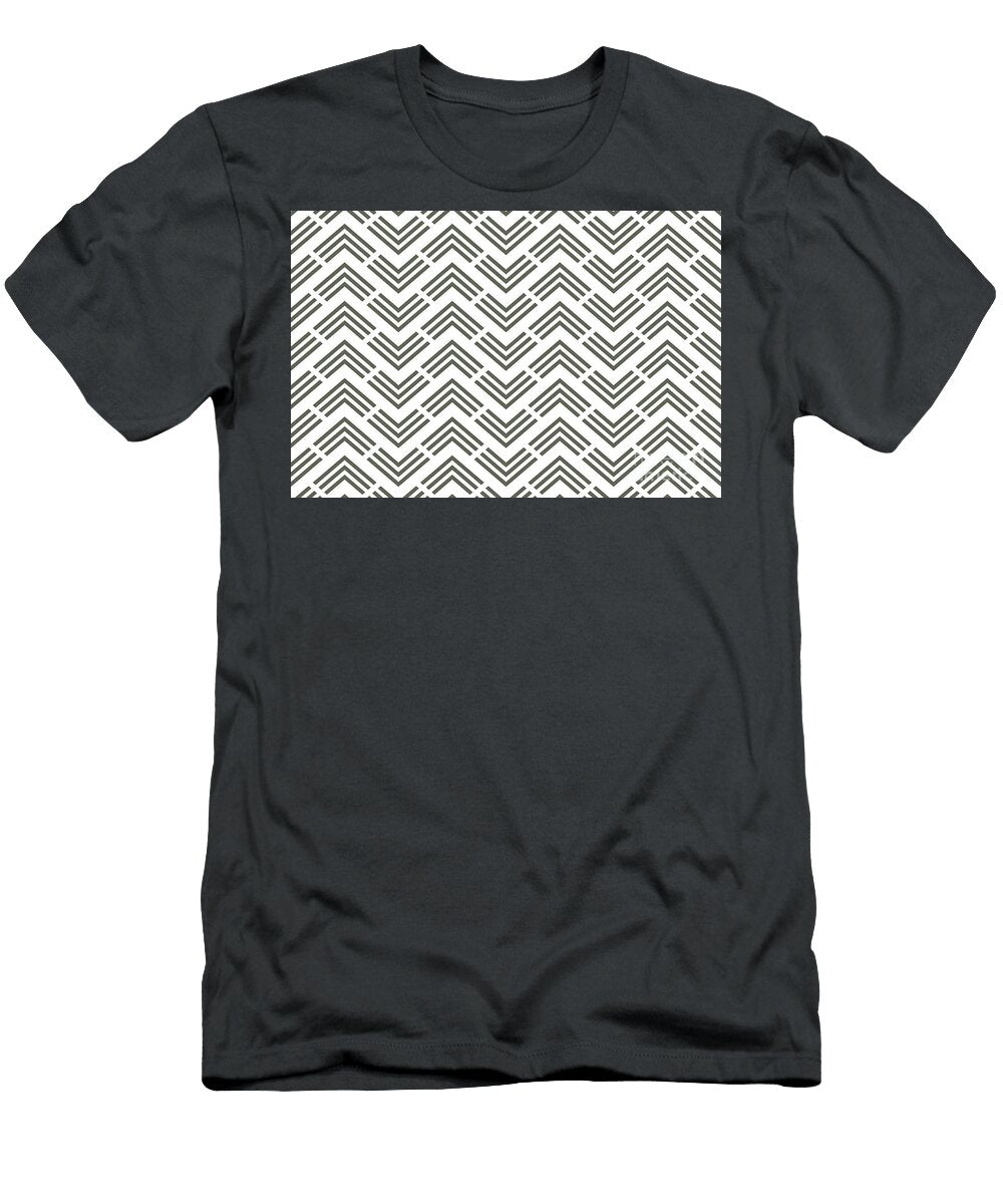 Dark Green White Motif Art Deco Chevron Rhombus Pattern 2023 Color of the Year Valspar Flora 5004 2c Petite Patterns T-Shirt