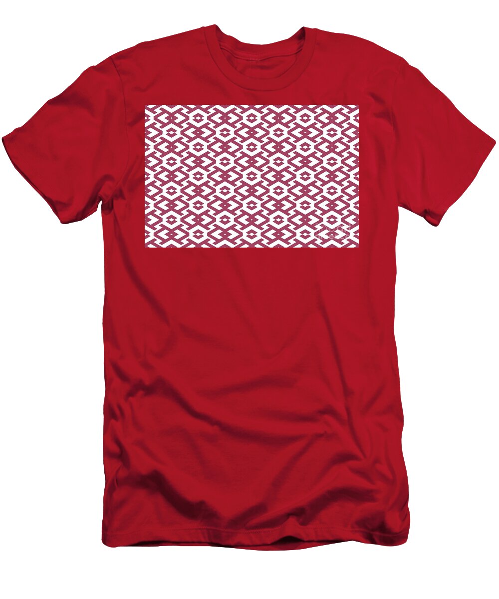 Dark Pink and White Geometric Shape Pattern Pairs Diamond Vogel 2022 Popular Colour Obsession 1130 Petite Pattern Minimal Graphic Designs T-Shirt