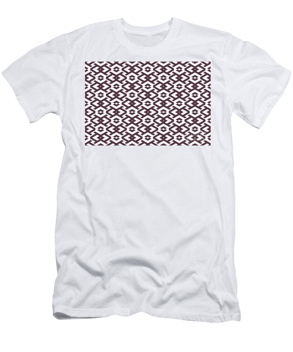 Dark Purple and White Art Deco Shape Pattern Petite Pattern Minimal Graphic Designs T-Shirt