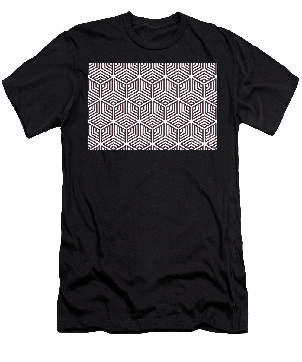 Dark Purple and White Striped Cube Pattern Petite Pattern Minimal Graphic Designs T-Shirt