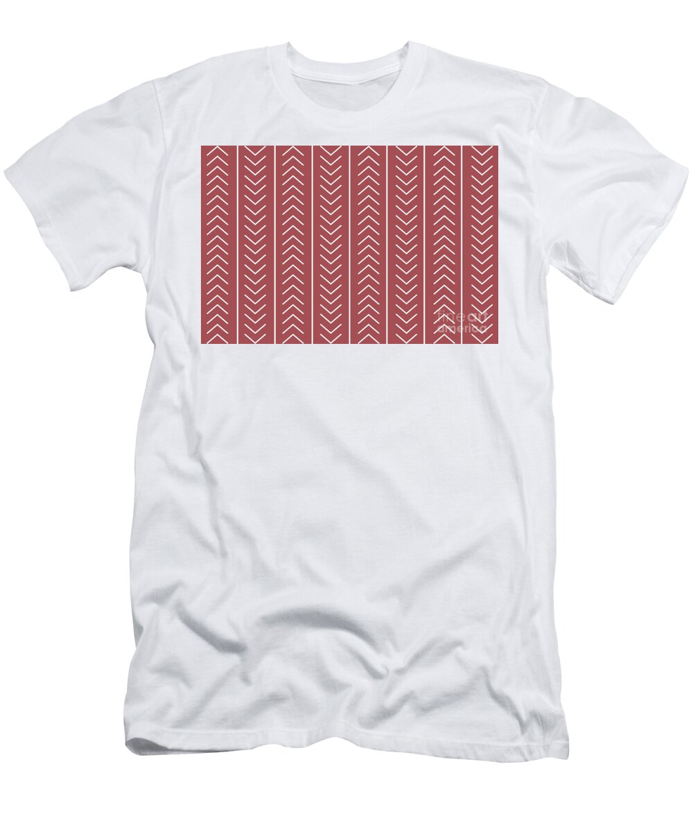 Dark Red and White Modern Stripe Chevron Pattern Astro Dust 010 42 20 2024 Trending Shades Petite Patterns T-Shirt