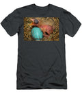Day Old Hatchling Robin in Nest Lying Over a Blue Egg with Mouth Reimar Gaertner T-Shirt