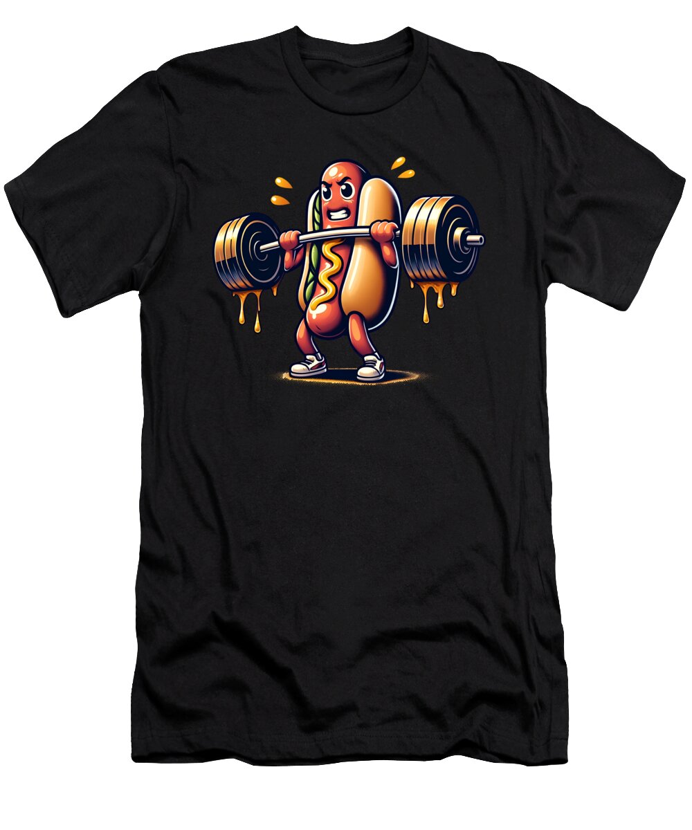 Deadlift Weightlifting Funny Fitness Workout Gym Hot Dog Lover Job T-Shirt