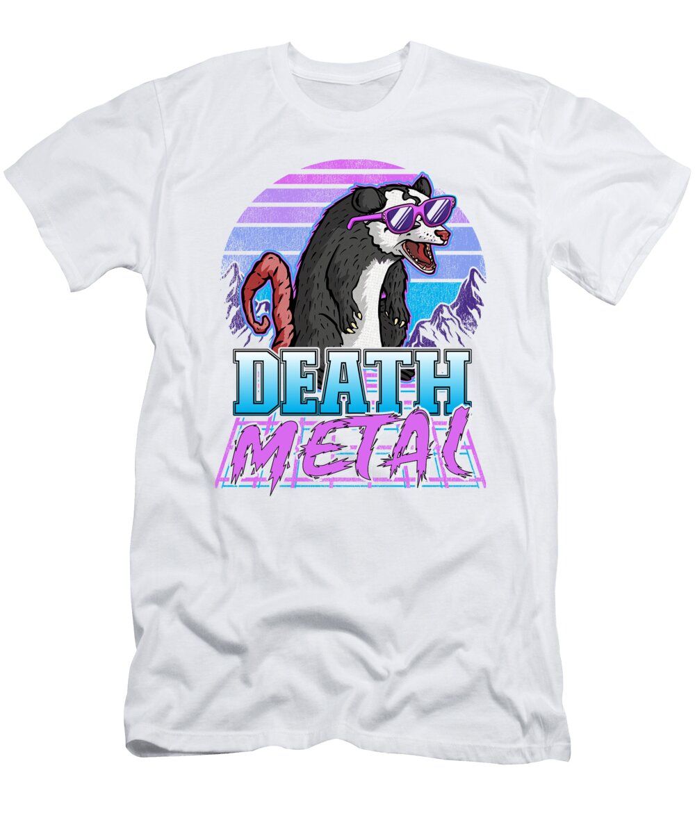 Death Metal Retro Opossum Heavy Metal Retrowave Lisa Stronzi T-Shirt