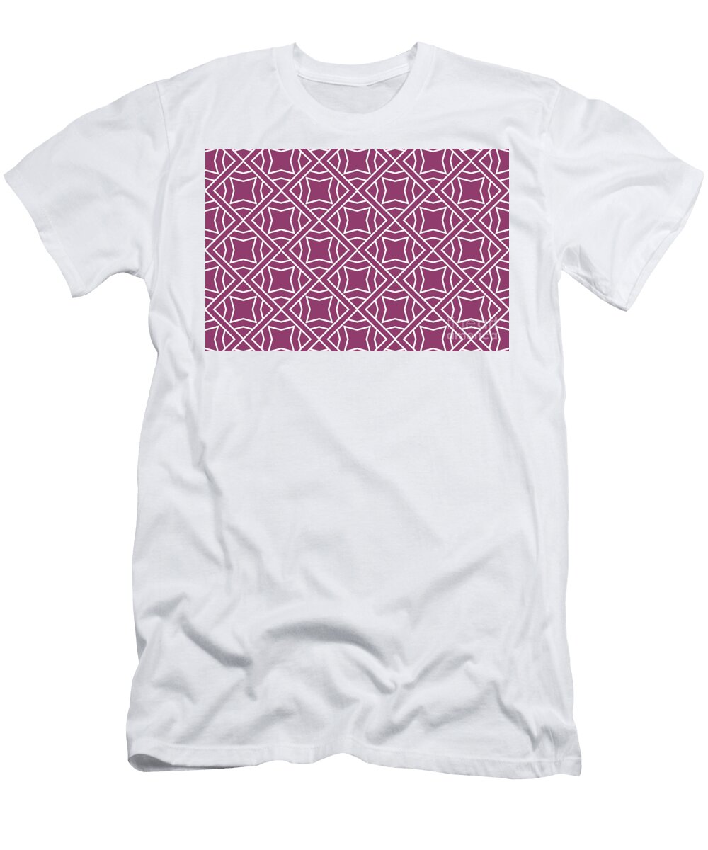 Deep Purple and White Stripe Cube Tile Pattern 2 Petite Pattern Minimal Graphic Designs T-Shirt