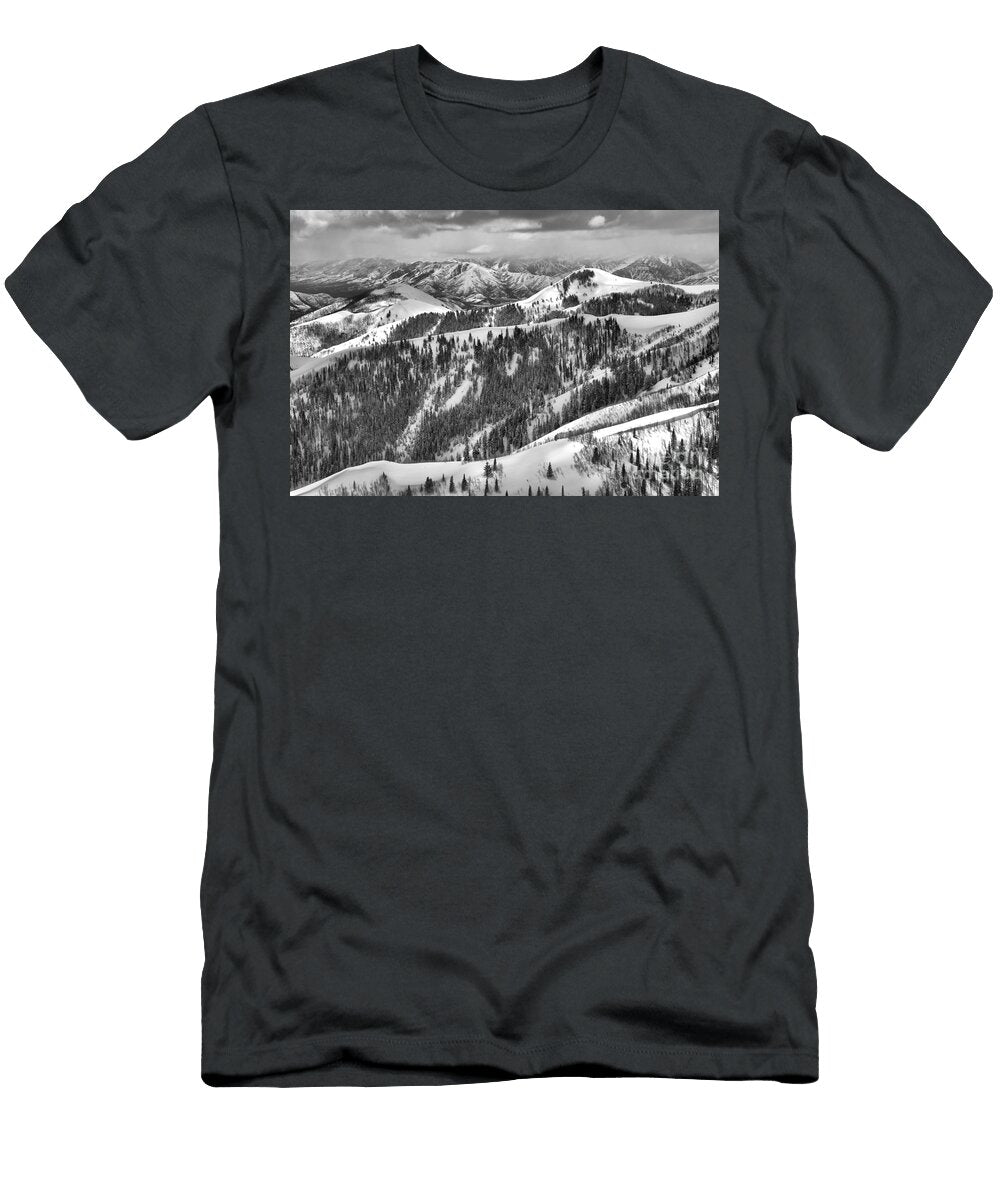 Deer Valley Bald Mountain Snowy Views Black and White Adam Jewell T-Shirt