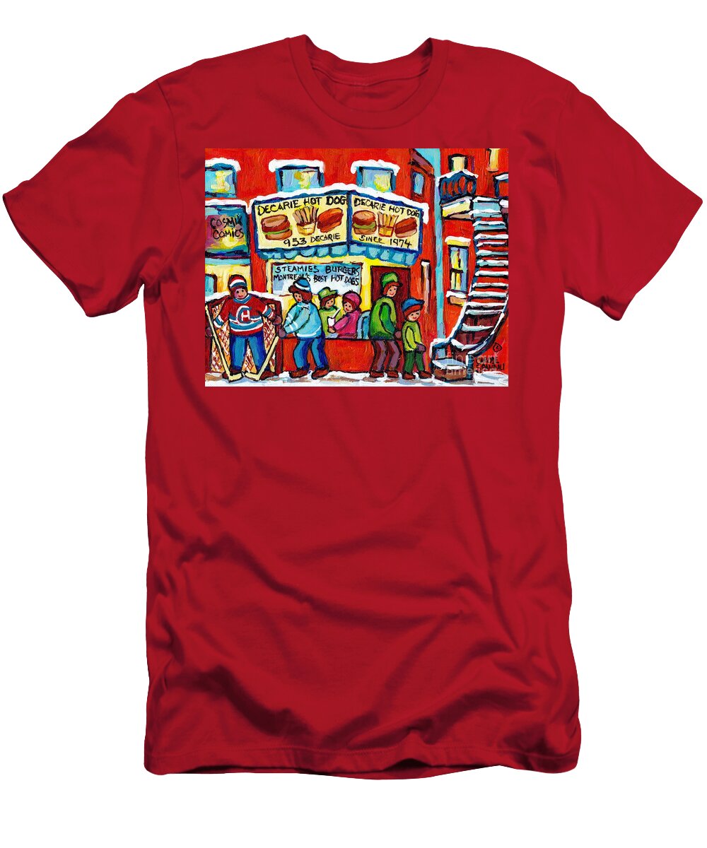 Delicious Decarie Hot Dog Ville St Laurent Famous Fast Food Eatery C Spandau Montreal Hockey Art Carole Spandau T-Shirt
