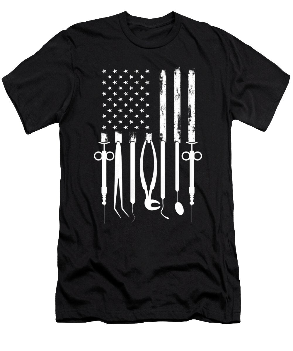 Dentist American Flag Dental Teeth Doctor Gift Thomas Larch T-Shirt