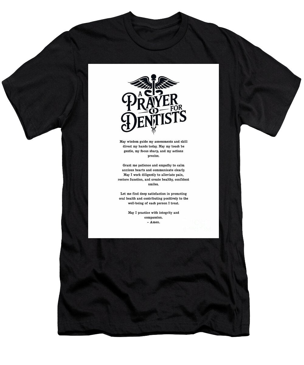 Dentist Prayer White Aged Pixel T-Shirt