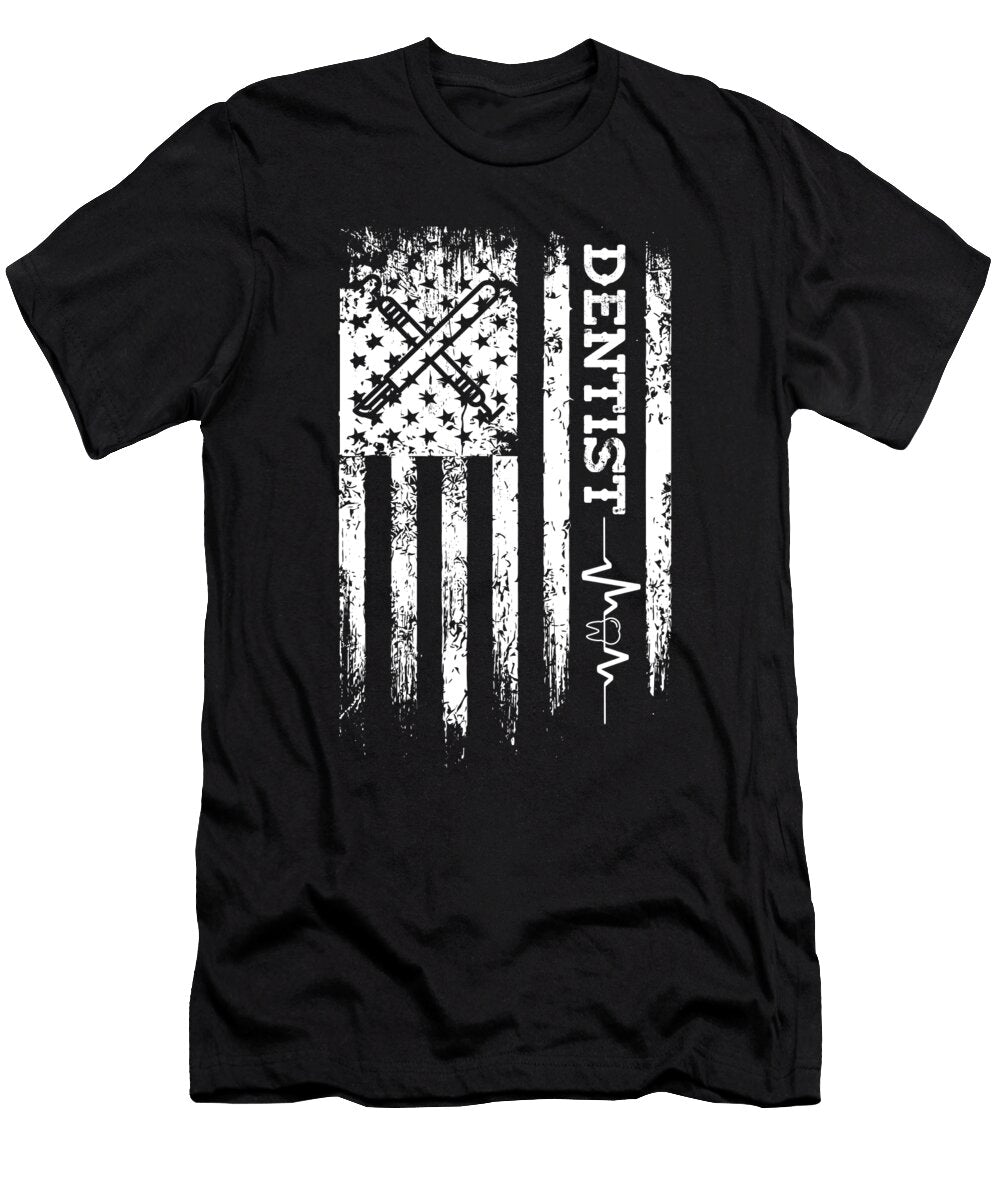 Dentist USA American Flag Dentistry Tooth Doctor Gift Thomas Larch T-Shirt