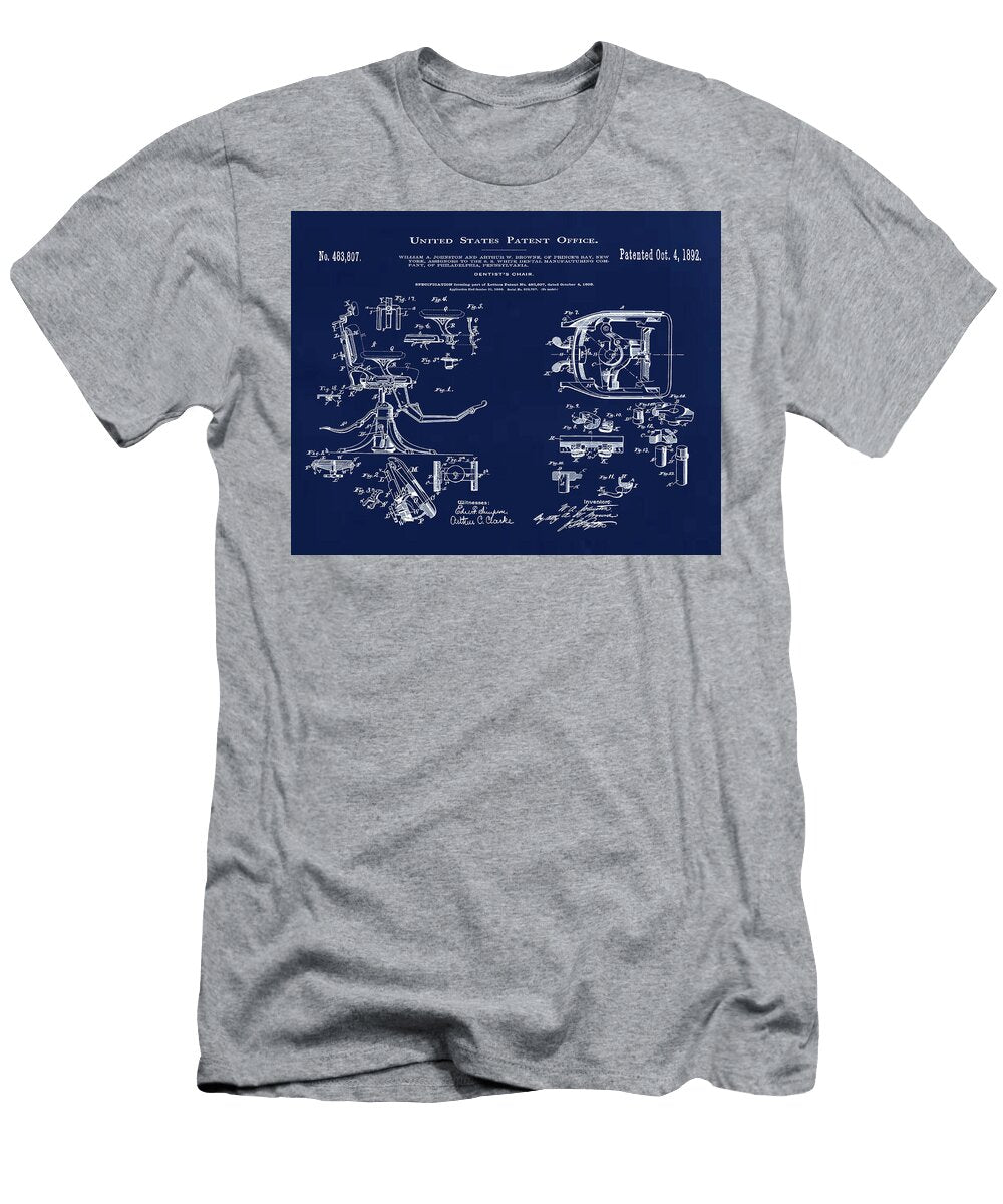 Dentists Chair Patent 1892 in Blue Bill Cannon T-Shirt